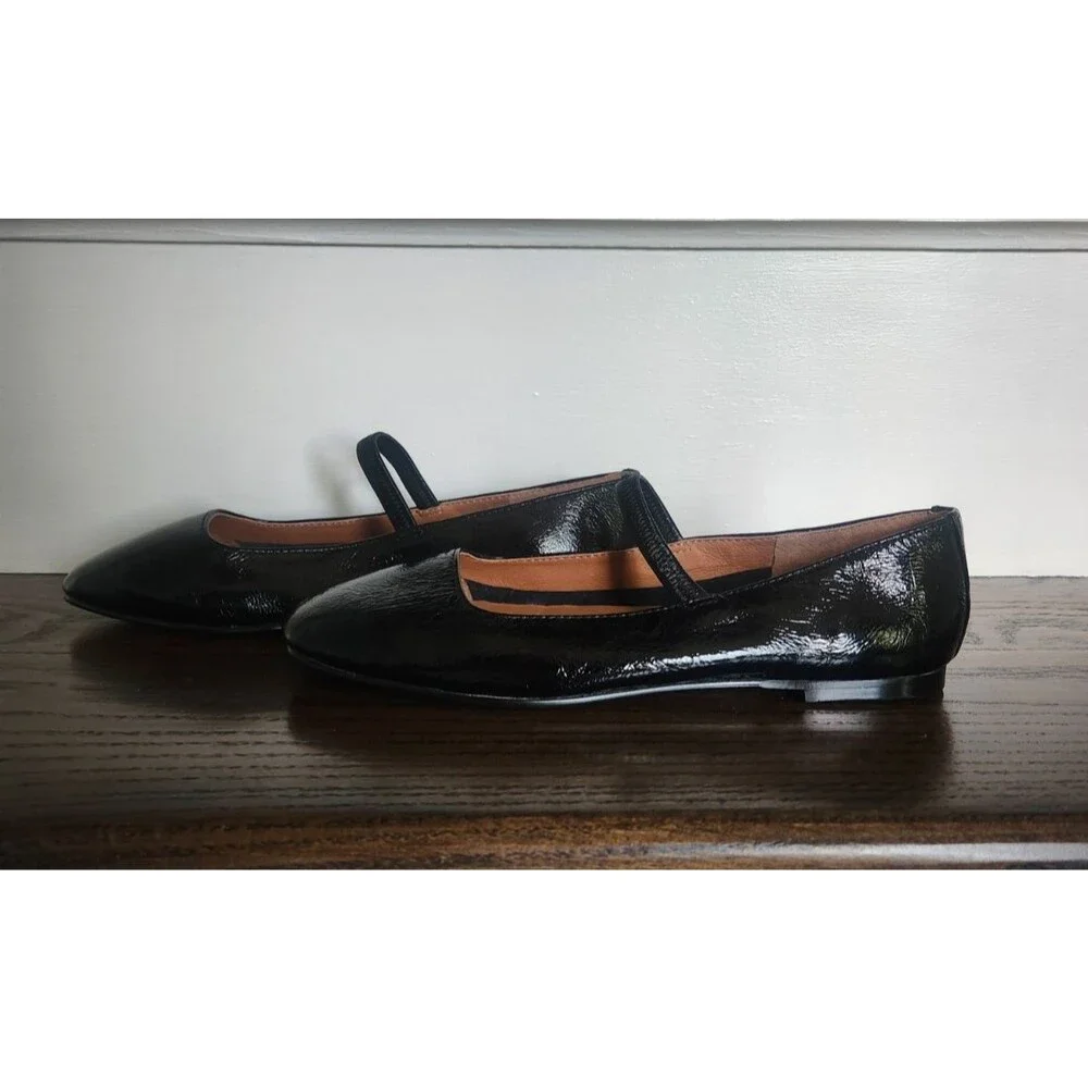 NEW Madewell The Greta Mary Jane Flats Patent Leather Shoes Ballet Black Size 7
